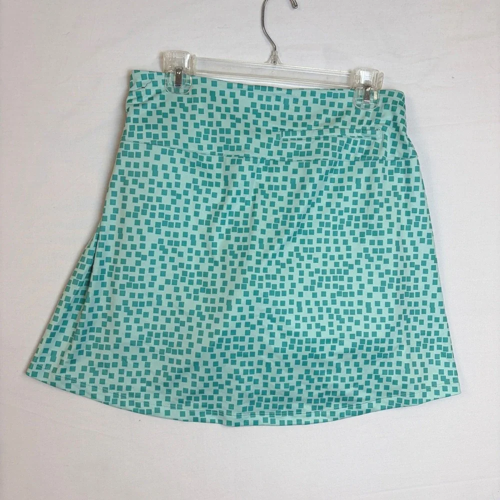 Nike‎ Dri-FIT Women Mint Green Teal Geometric Square Print Tennis Golf Skort M